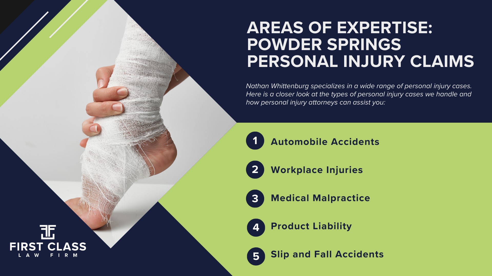 Personal Injury Lawyer Powder Springs Georgia GA; #1 Personal Injury Lawyer Powder Springs, Georgia (GA); Personal Injury Cases in Powder Springs, Georgia (GA); General Impact of Personal Injury Cases in Powder Springs, Georgia; Analyzing Causes of Powder Springs Personal Injuries; Choosing a Powder Springs Personal Injury Lawyer; Types of Personal Injury Cases We Handle; Areas of Expertise_ Powder Springs Personal Injury Claims; Recoverable Damages in Powder Springs Personal Injury Cases; Powder Springs Personal Injury Lawyer_ Compensation & Claims Process; Types of Compensation Available; Fundamentals of Personal Injury Claims; Cost of Hiring a Powder Springs Personal Injury Lawyer; Advantages of a Contingency Fee; Factors Affecting Lawyer Fees; Steps To File A Personal Injury Claim in Powder Springs, Georgia (GA); Gathering Evidence; Factors Affecting Personal Injury Settlements; Powder Springs Personal Injury Cases; Wrongful Death Cases; Atlanta Personal Injury Law Firm_ The #1 Powder Springs Personal Injury Lawyer