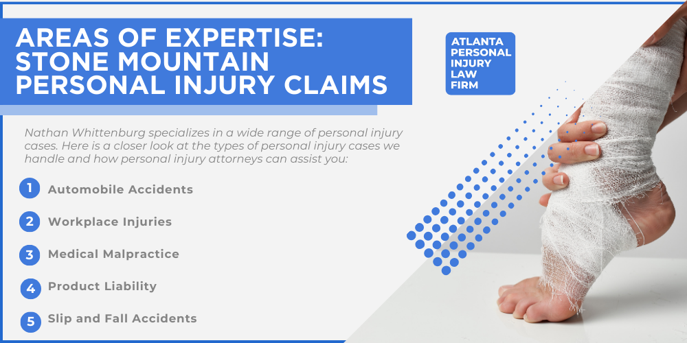 Analyzing Causes of Stone Mountain Personal Injuries; Choosing a Stone Mountain Personal Injury Lawyer; Types of Personal Injury Cases We Handle; Areas of Expertise_ Stone Mountain Personal Injury Claims