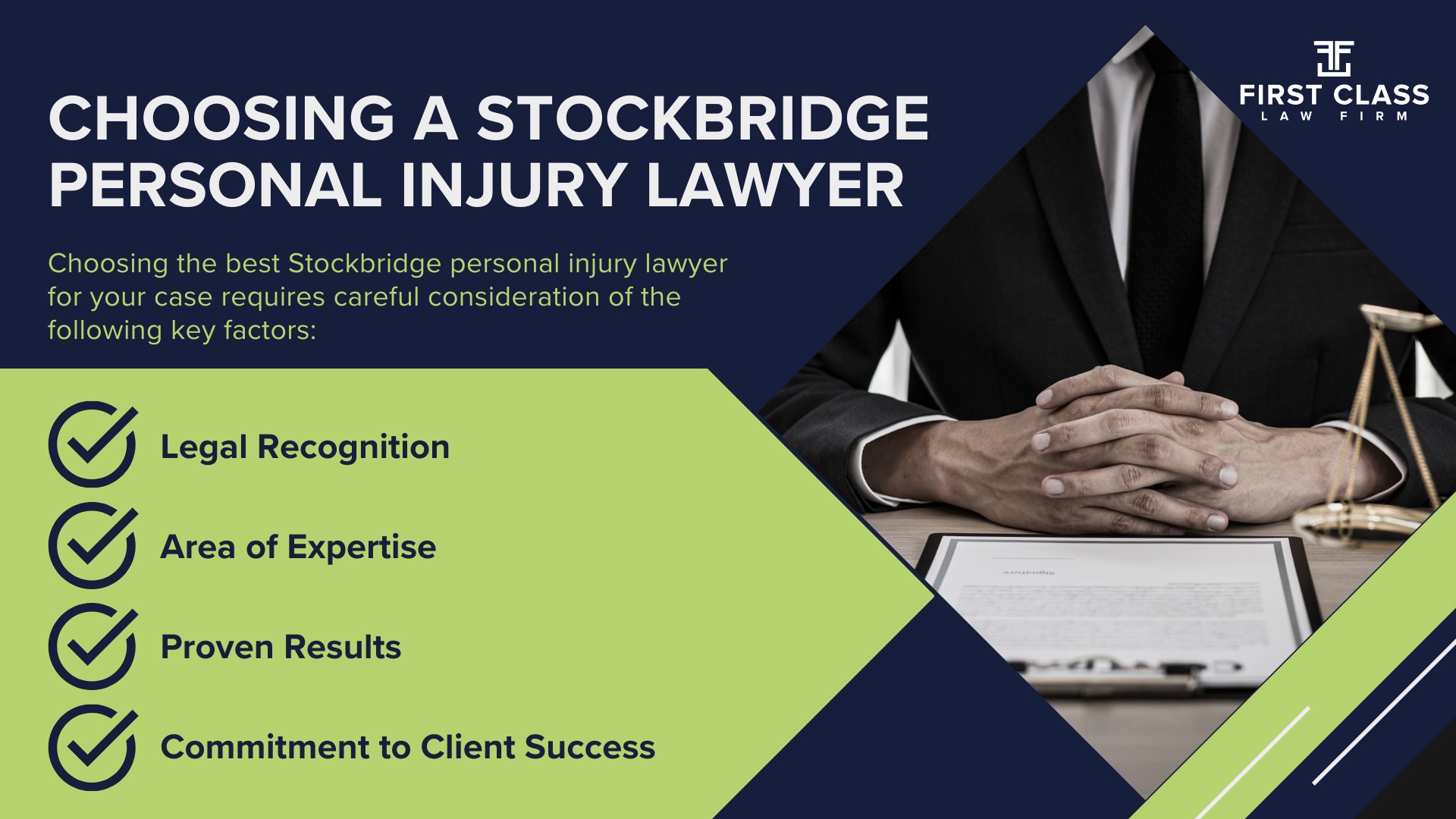 Personal Injury Lawyer Stockbridge Georgia GA; #1 Personal Injury Lawyer Stockbridge, Georgia (GA); Personal Injury Cases in Stockbridge, Georgia (GA); General Impact of Personal Injury Cases in Stockbridge, Georgia; Analyzing Causes of Stockbridge Personal Injuries; Types of Personal Injury Cases We Handle; Types of Personal Injury Cases We Handle; Recoverable Damages in Stockbridge Personal Injury Cases; Stockbridge Personal Injury Lawyer_ Compensation & Claims Process; Types of Compensation Available; Fundamentals of Personal Injury Claims; Cost of Hiring a Stockbridge Personal Injury Lawyer; Advantages of a Contingency Fee; Factors Affecting Personal Injury Settlements; Steps To File A Personal Injury Claim in Stockbridge, Georgia (GA); Gather Evidence; Factors Affecting Personal Injury Settlements; Stockbridge Personal Injury Cases; Wrongful Death Cases; Atlanta Personal Injury Law Firm_ The #1 Stockbridge Personal Injury Lawyer