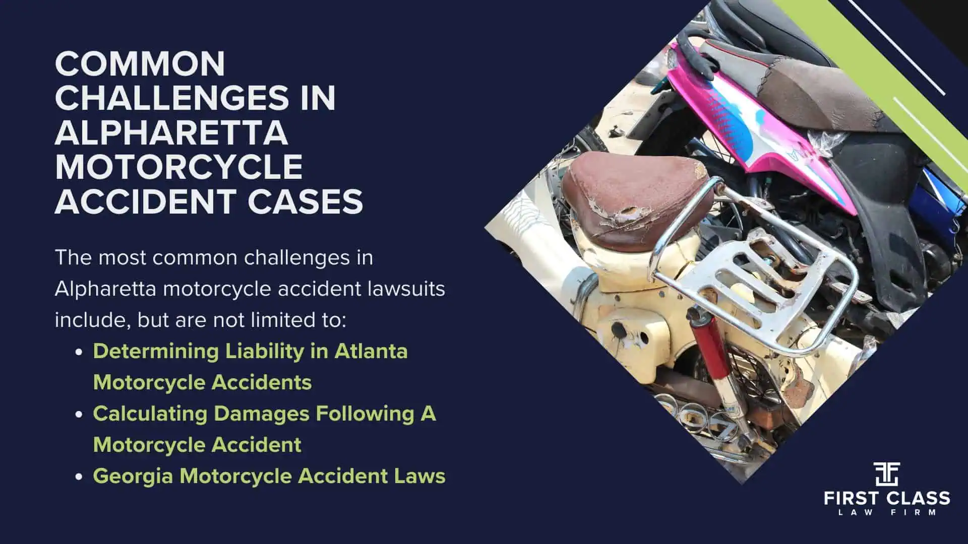 Alpharetta (GA) Motorcycle Accident Lawyer; Determining Causes and Preventative Measures; Types of Motorcycle Accidents in Georgia; Why You Need an Alpharetta Motorcycle Accident Lawyer; Common Challenges in Alpharetta Motorcycle Accident Cases