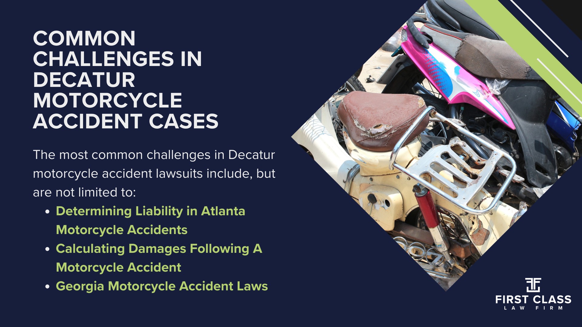 #1 Decatur Motorcycle Accident Lawyer; Determining Causes and Preventative Measures; Types of Motorcycle Accidents in Georgia; Why You Need a Decatur Motorcycle Accident Lawyer; Common Challenges in Decatur Motorcycle Accident Cases