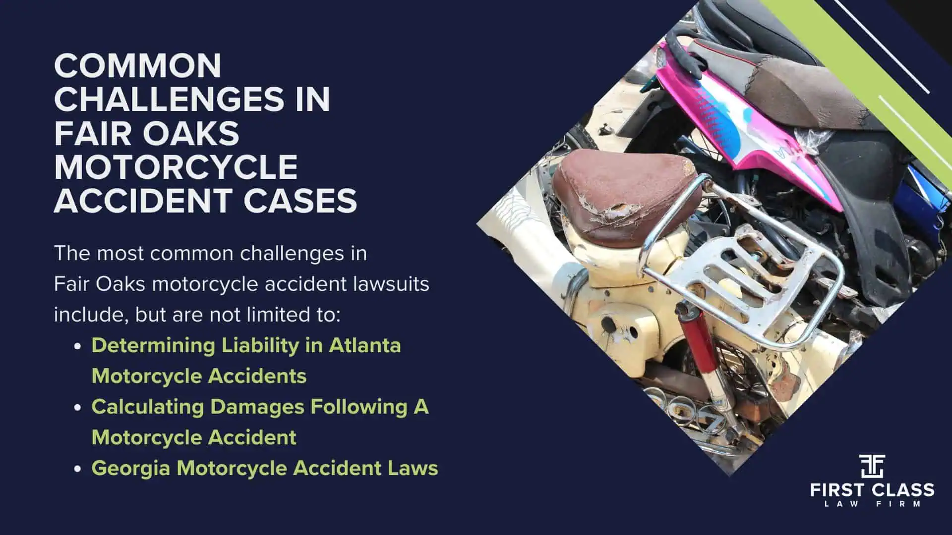 #1 Fair Oaks Motorcycle Accident Lawyer; Fair Oaks (GA) Motorcycle Accident Lawyer; Determining Causes and Preventative Measures; Types of Motorcycle Accidents in Georgia; Why You Need a Fair Oaks Motorcycle Accident Lawyer; Common Challenges in Fair Oaks Motorcycle Accident Cases