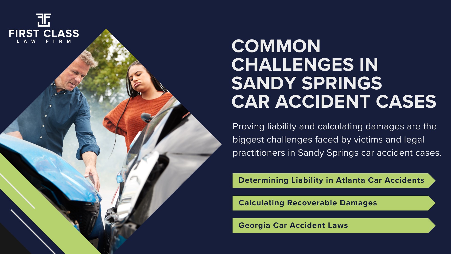 The #1 Sandy Springs Car Accident Lawyer; Car Accidents in Sandy Springs, Georgia (GA); Car Accidents in Sandy Springs, Georgia (GA); Determining Causes and Implementation of Preventative Measures; Types of Car Accidents Handled by Sandy Springs Car Accident Lawyers; Why You Need a Sandy Springs Car Accident Lawyer; Common Challenges in Sandy Springs Car Accident Cases