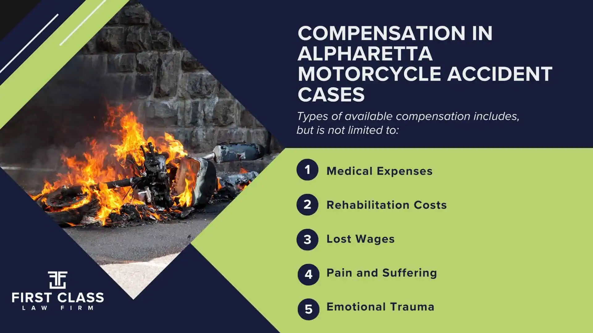 Alpharetta (GA) Motorcycle Accident Lawyer; Determining Causes and Preventative Measures; Types of Motorcycle Accidents in Georgia; Why You Need an Alpharetta Motorcycle Accident Lawyer; Common Challenges in Alpharetta Motorcycle Accident Cases; Steps to Take After a Motorcycle Accident in Alpharetta; Compensation in Alpharetta Motorcycle Accident Cases