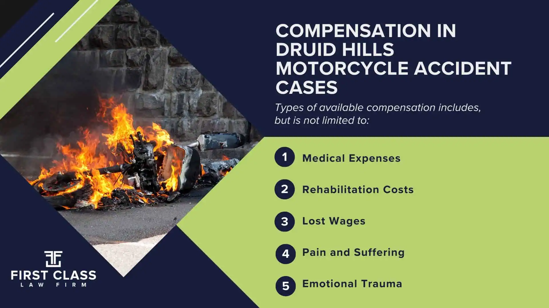 #1 Druid Hills Motorcycle Accident Lawyer; Druid Hills (GA) Motorcycle Accident Lawyer; Determining Causes and Preventative Measures; Types of Motorcycle Accidents in Georgia; Why You Need a Druid Hills Motorcycle Accident Lawyer; Steps to Take After a Motorcycle Accident in Druid Hills; Compensation in Druid Hills Motorcycle Accident Cases