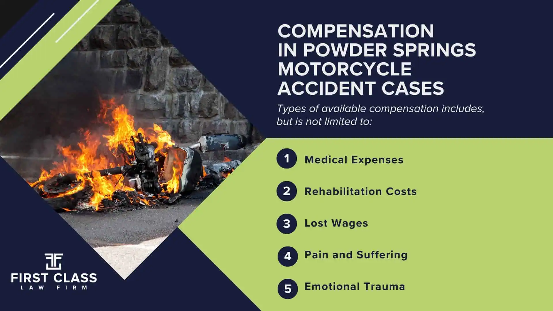 #1 Powder Springs Motorcycle Accident Lawyer; Powder Springs (GA) Motorcycle Accident Lawyer; Determining Causes and Preventative Measures; Types of Motorcycle Accidents in Georgia; Why You Need a Powder Springs Motorcycle Accident Lawyer; Common Challenges in Powder Springs Motorcycle Accident Cases; Steps to Take After a Motorcycle Accident in Powder Springs; Compensation in Powder Springs Motorcycle Accident Cases