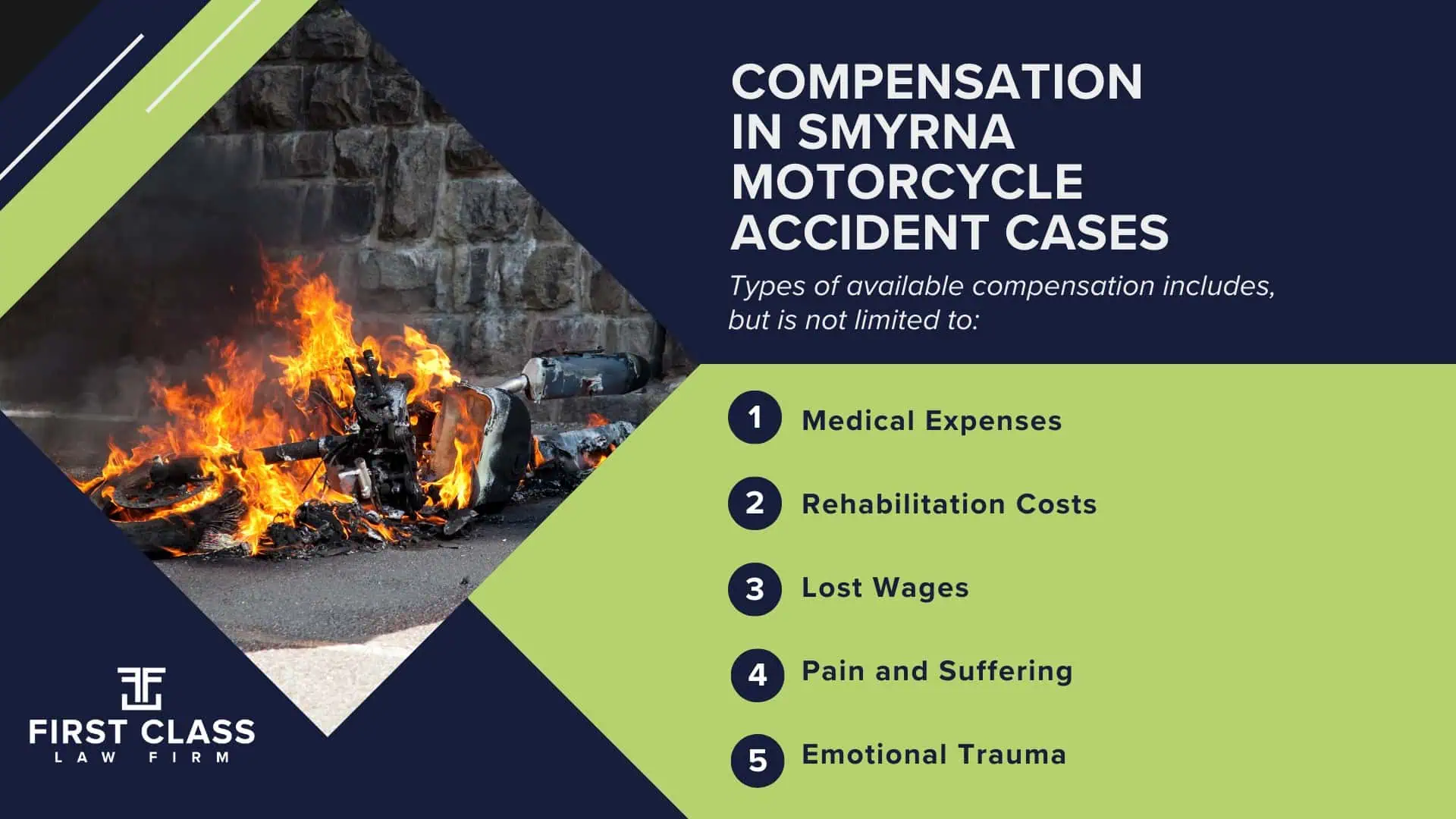 #1 Smyrna Motorcycle Accident Lawyer; Smyrna (GA) Motorcycle Accident Lawyer; Determining Causes and Preventative Measures; Types of Motorcycle Accidents in Georgia; Why You Need a Smyrna Motorcycle Accident Lawyer; Common Challenges in Smyrna Motorcycle Accident Cases; Steps to Take After a Motorcycle Accident in Smyrna; Compensation in Smyrna Motorcycle Accident Cases