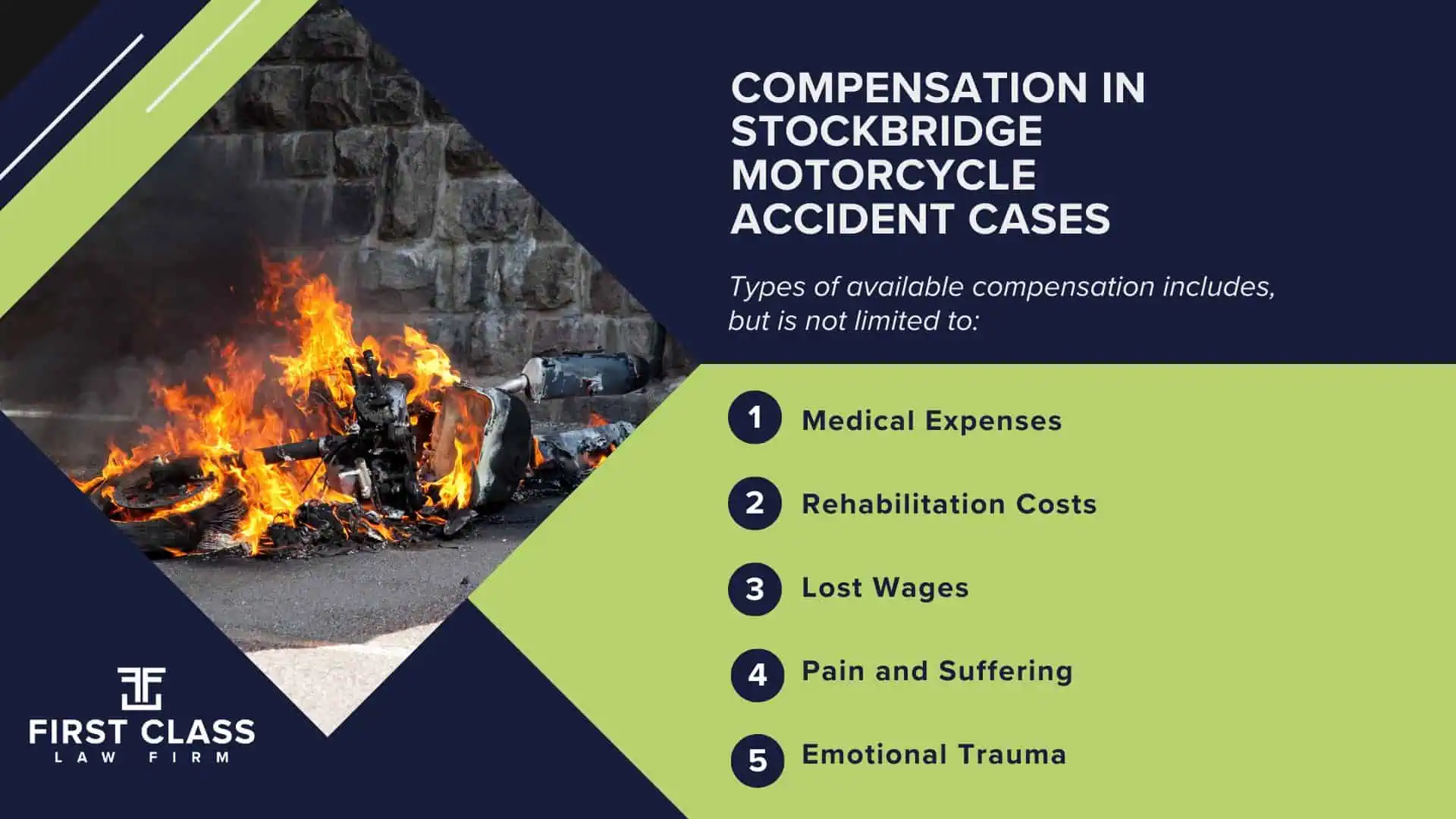 #1 Stockbridge Motorcycle Accident Lawyer; Stockbridge(GA) Motorcycle Accident Lawyer; Types of Motorcycle Accidents in Georgia; Determining Causes and Preventative Measures; Why You Need a Stockbridge Motorcycle Accident Lawyer; Common Challenges in Stockbridge Motorcycle Accident Cases; Compensation in Stockbridge Motorcycle Accident Cases