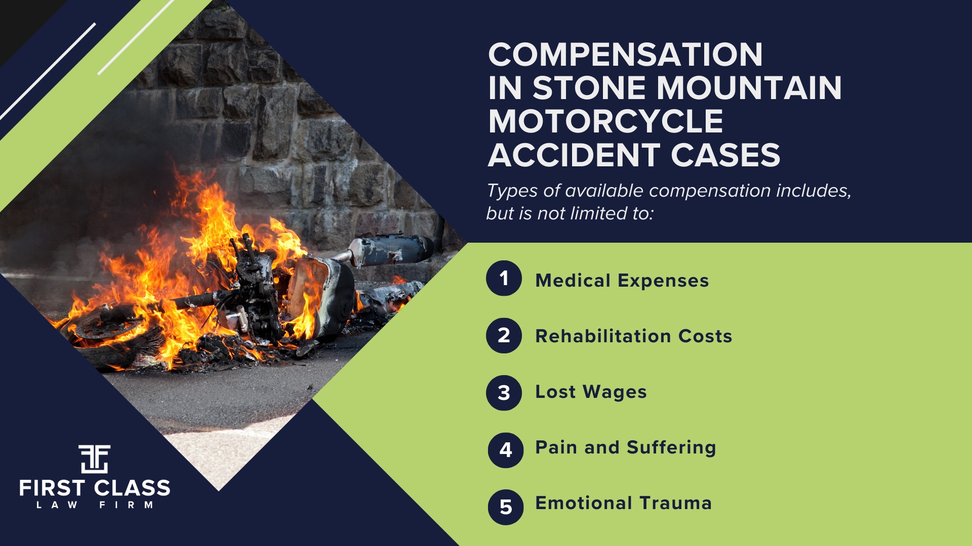 #1 Stone Mountain Motorcycle Accident Lawyer; Stone Mountain (GA) Motorcycle Accident Lawyer; Types of Motorcycle Accidents in Georgia; Determining Causes and Preventative Measures; Why You Need a Stone Mountain Motorcycle Accident Lawyer; Common Challenges in Stone Mountain Motorcycle Accident Cases; Steps to Take After a Motorcycle Accident in Stone Mountain; Compensation in Stone Mountain Motorcycle Accident Cases