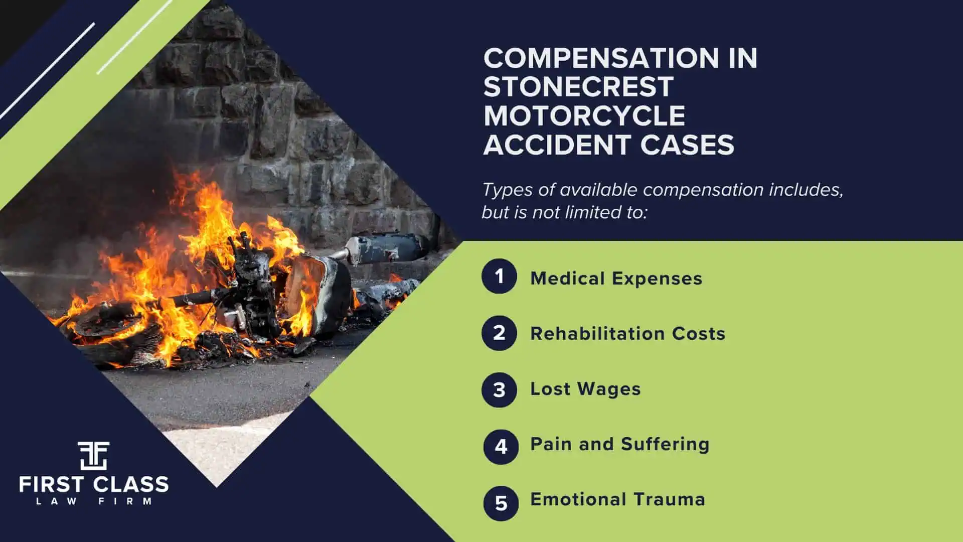 Stonecrest (GA) Motorcycle Accident Lawyer; Determining Causes and Preventative Measures; Types of Motorcycle Accidents in Georgia; Why You Need a Stonecrest Motorcycle Accident Lawyer; Common Challenges in Stonecrest Motorcycle Accident Cases; Steps to Take After a Motorcycle Accident in Stonecrest; Compensation in Stonecrest Motorcycle Accident Cases