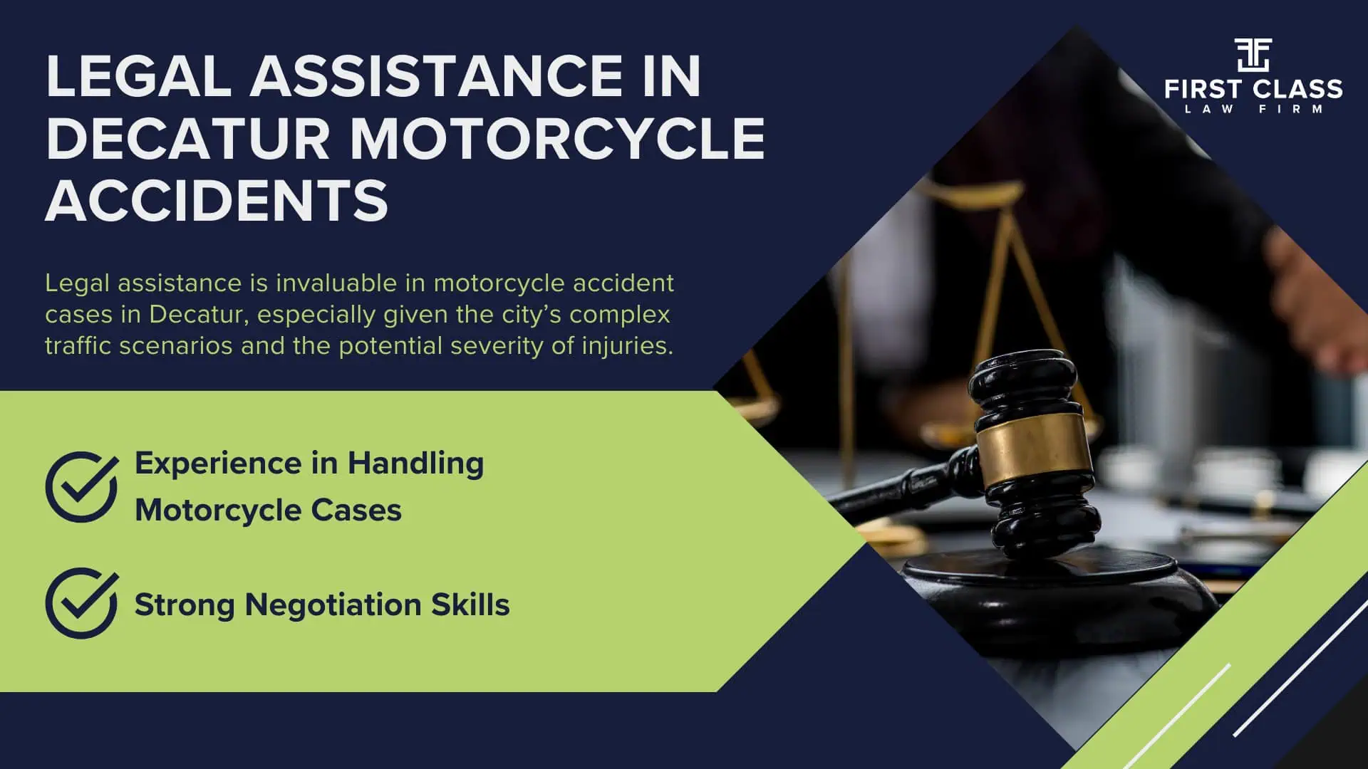 #1 Decatur Motorcycle Accident Lawyer; Determining Causes and Preventative Measures; Types of Motorcycle Accidents in Georgia; Why You Need a Decatur Motorcycle Accident Lawyer; Common Challenges in Decatur Motorcycle Accident Cases; Steps to Take After a Motorcycle Accident in Decatur; Compensation in Decatur Motorcycle Accident Cases; Legal Assistance in Decatur Motorcycle Accidents