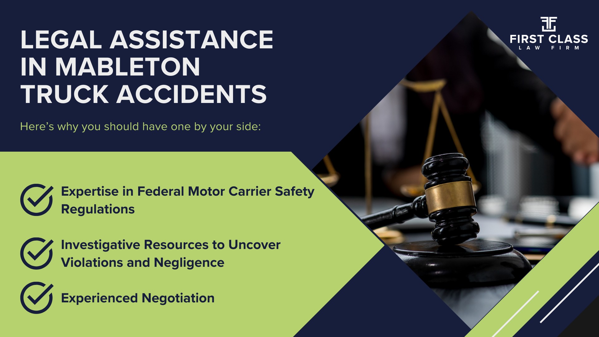 The #1 Mableton Truck Accident Lawyer; Mableton (GA) Truck Accident Lawyer; General Impact of Car Accidents in Mableton, Georgia; General Impact of Car Accidents in Mableton, Georgia; Analyzing Causes and Implementing Preventative Measures; Why You Need a Mableton Truck Accident Lawyer; Types of Truck Accidents Handled by Mableton Truck Accident Lawyers; Common Challenges in Mableton Truck Accident Cases; Steps to Take After a Truck Accident in Mableton; Compensation in Mableton Truck Accident Cases; Legal Assistance in Mableton Truck Accidents