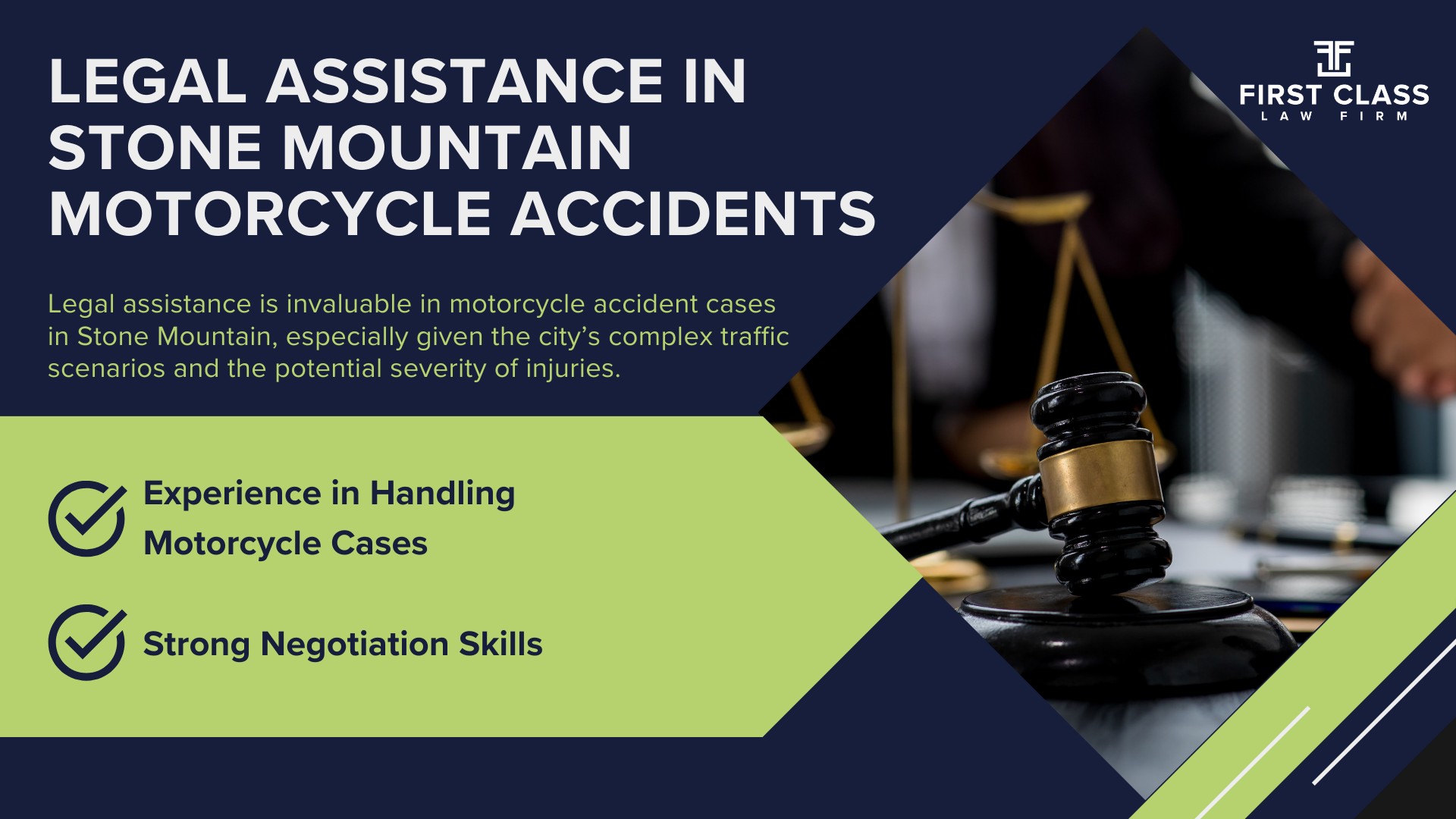 #1 Stone Mountain Motorcycle Accident Lawyer; Stone Mountain (GA) Motorcycle Accident Lawyer; Types of Motorcycle Accidents in Georgia; Determining Causes and Preventative Measures; Why You Need a Stone Mountain Motorcycle Accident Lawyer; Common Challenges in Stone Mountain Motorcycle Accident Cases; Steps to Take After a Motorcycle Accident in Stone Mountain; Compensation in Stone Mountain Motorcycle Accident Cases; Legal Assistance in Stone Mountain Motorcycle Accidents