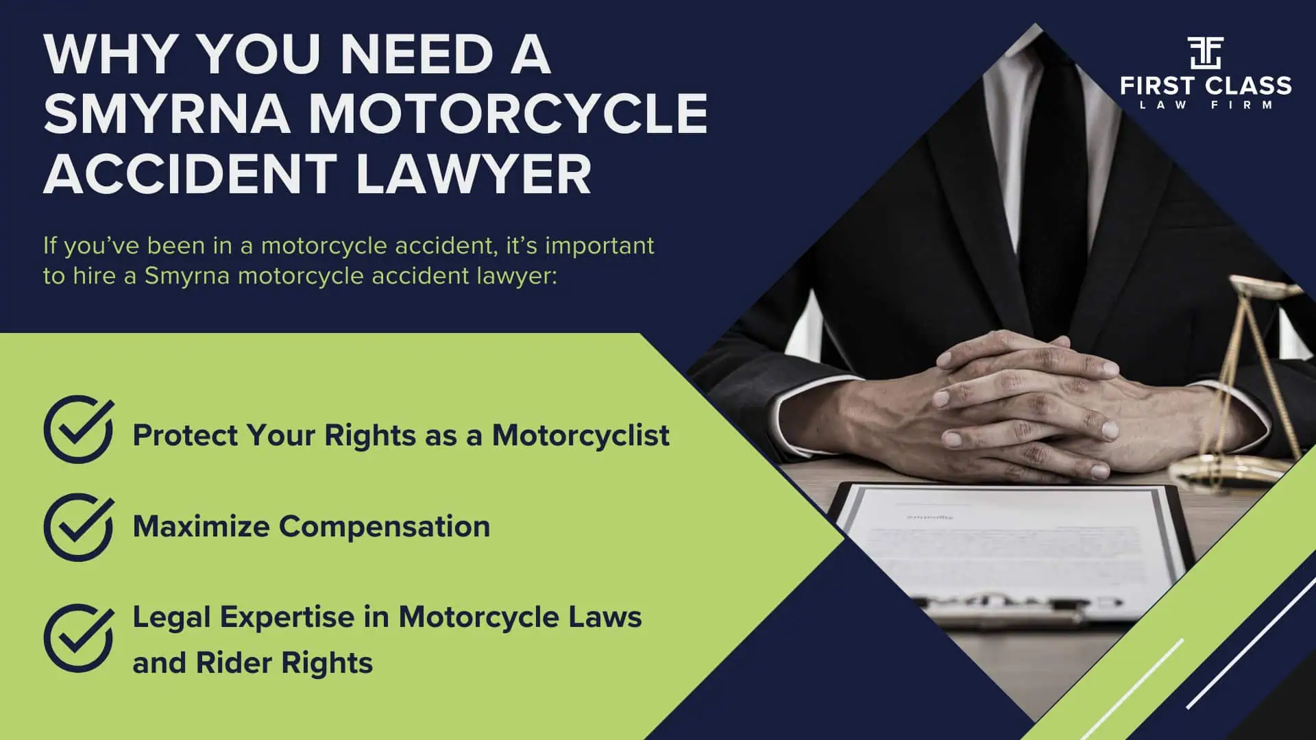 #1 Smyrna Motorcycle Accident Lawyer; Smyrna (GA) Motorcycle Accident Lawyer; Determining Causes and Preventative Measures; Types of Motorcycle Accidents in Georgia; Why You Need a Smyrna Motorcycle Accident Lawyer