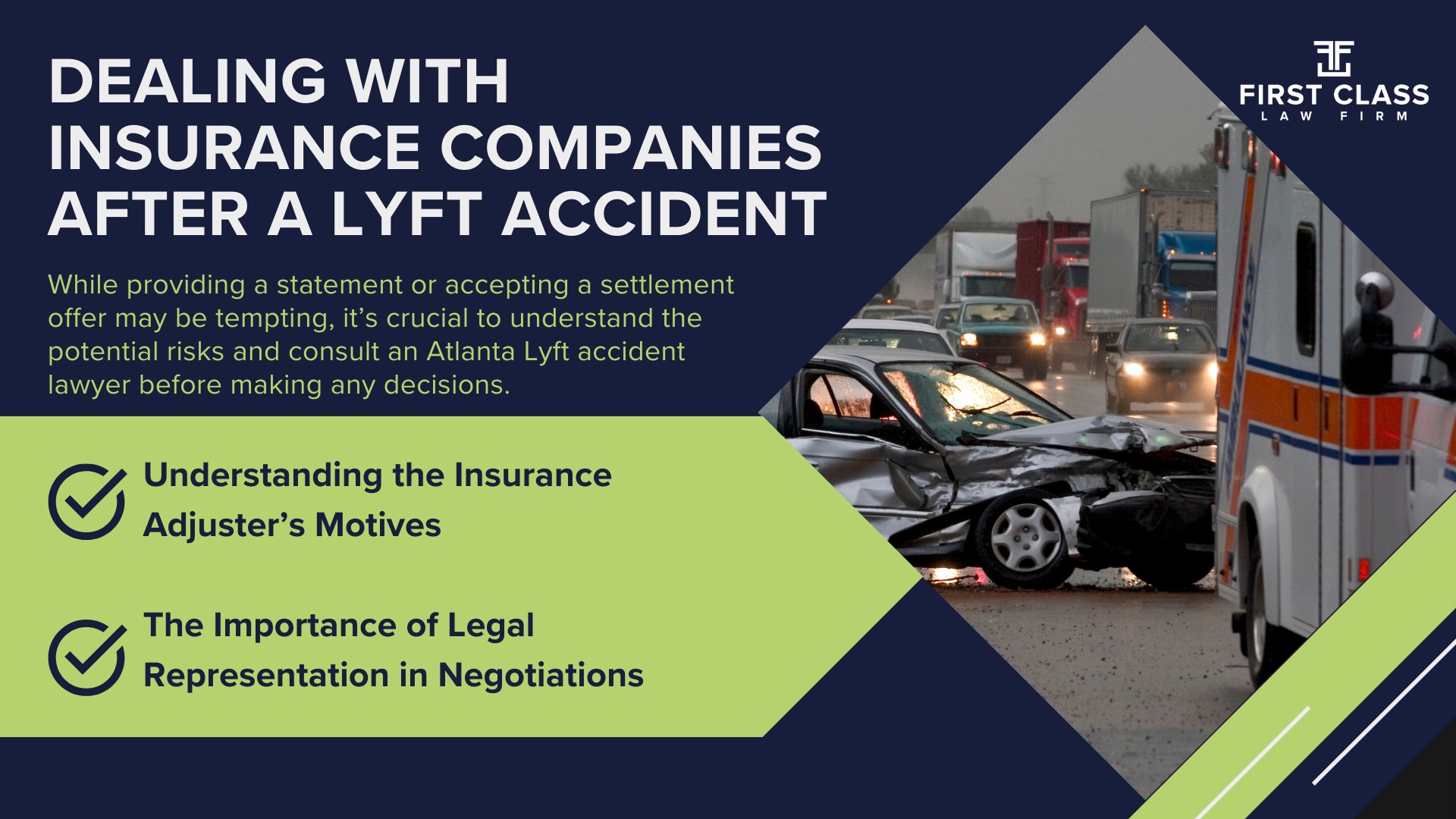 the #1 atlanta Lyft Accident Lawyer; What an Atlanta (GA) Lyft Accident Lawyers Do For You; Lyft Accident Lawyers in Atlanta; How an Atlanta Lyft Accident Lawyer Can Help; Lyft's Safety Measures and Driver Requirements; Georgia Laws Governing For-Hire Drivers; Insurance Coverage in Lyft Accidents; Damages Recoverable in a Lyft Accident; Steps to Take After a Lyft Accident in Atlanta; Dealing with Insurance Companies After a Lyft Accident