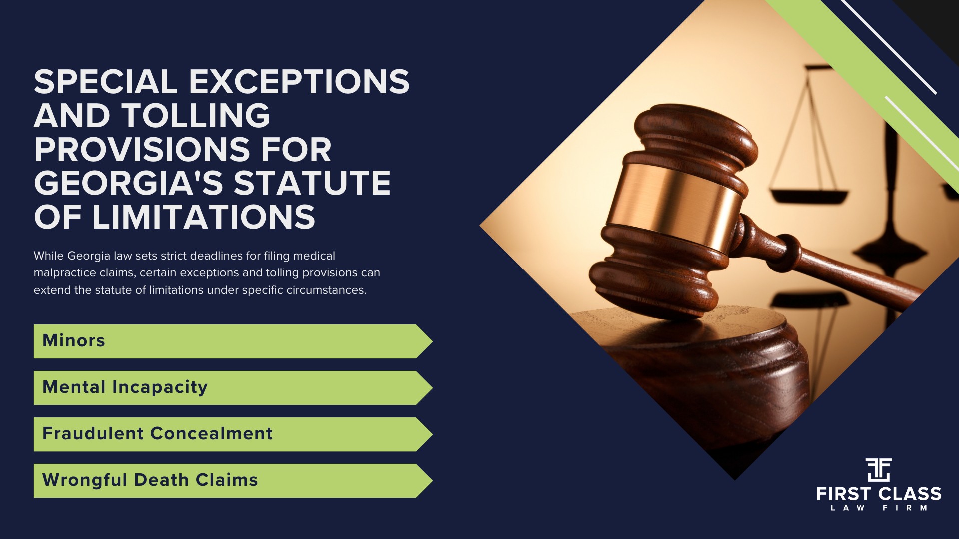 Understanding Georgia’s Statute of Limitations for Medical Malpractice; The Statute of Repose in Georgia for Medical Malpractice; The Discovery Rule and Delayed Injury Recognition; Triggering Events for the Statute of Limitations; Affidavit of Merit Requirement in Georgia; Different SOL Timeframes by Type of Malpractice; Special Exceptions and Tolling Provisions for Georgia's Statute of Limitations