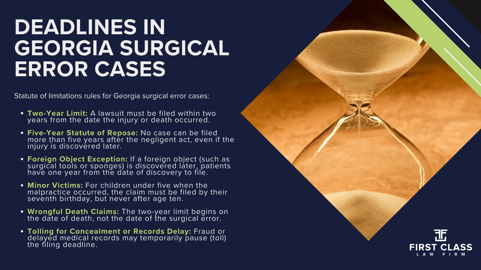 What Counts as a Surgical Error; Common Types of Surgical Errors and How Surgical Errors Occur; Georgia's Standard of Care and Proving Negligence; Deadlines in Georgia Surgical Error Cases